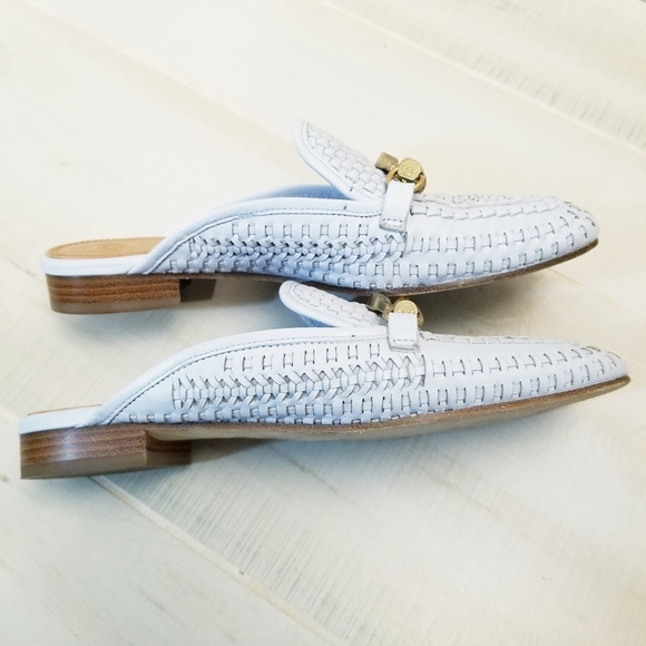 {6M} Tory Burch Jessa Woven Backless Loafer Icy Blue - Picture 8 of 15